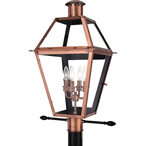 Quoizel Rue De Royal Charleston 4-Light Outdoor Post Lantern 26 Inch Aged Copper