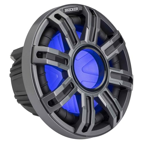 KICKER 10-Inch Premium Marine Subwoofer & 48KMA6004 Marine Amp Bundle with LED Remote