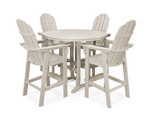 Polywood Vineyard Adirondack 5-Piece Nautical Trestle Bar Set Sand