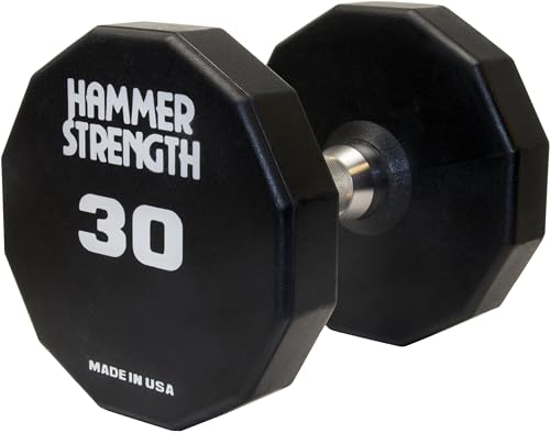Life Fitness Hammer Strength 12 Sided Urethane Dumbbell 30Lb Black