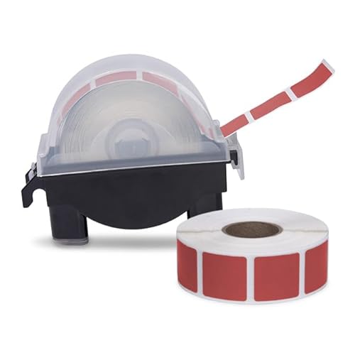 Law Roll of 1000 7/8" Square Target Pasters with Plastic Dispenser Red