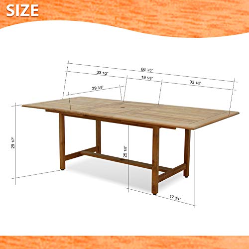 Amazonia Hamburg 9-Piece Rectangular Patio Dining Set Certified Teak Light Brown