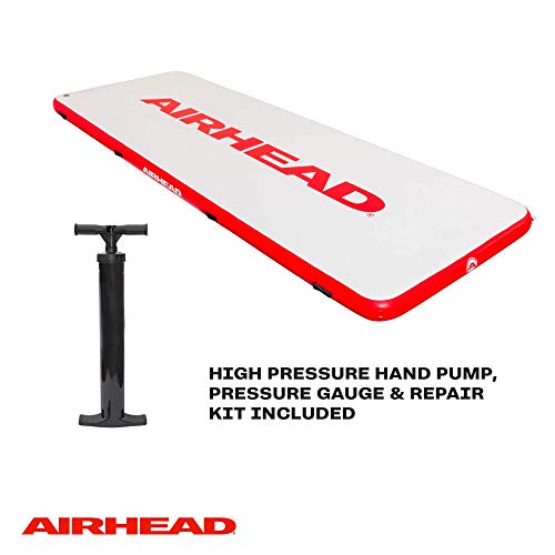 AIRHEAD Air Dock Watermat Inflatable | Holds Over 2000 Pounds, 12 Person | White / Red