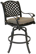 Patio Land Nassau Outdoor 4 Swivel Barstools 30" High Cast Aluminum Dark Bronze