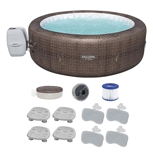 Bestway SaluSpa St Moritz AirJet Hot Tub with Non-Slip Seats & Padded Headrest Pillows Brown