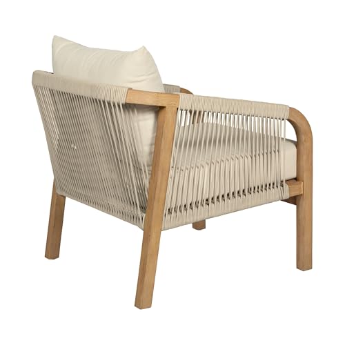 Armen Living Cypress Modern Outdoor Patio Conversation Set, 4 Piece Ivory