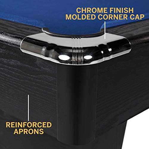 Thornton Modern Drop Pocket Table With Pool Ball and Cue Stick Set Black/Blue