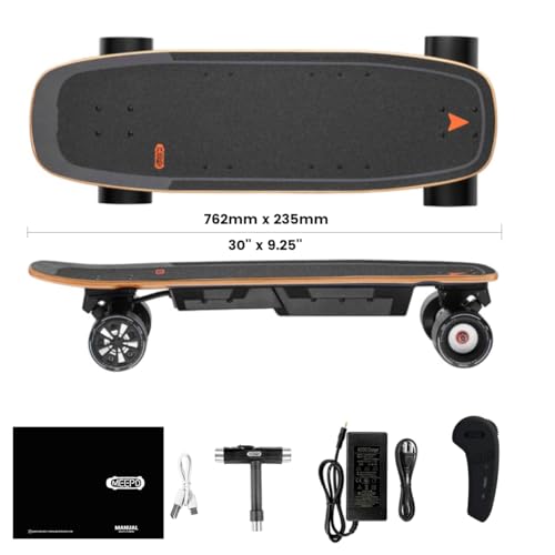 Meepo Mini Electric Skateboard with Remote, 28 MPH, 11 Mile Range, 330 lbs Max Load, Maple Cruiser Black