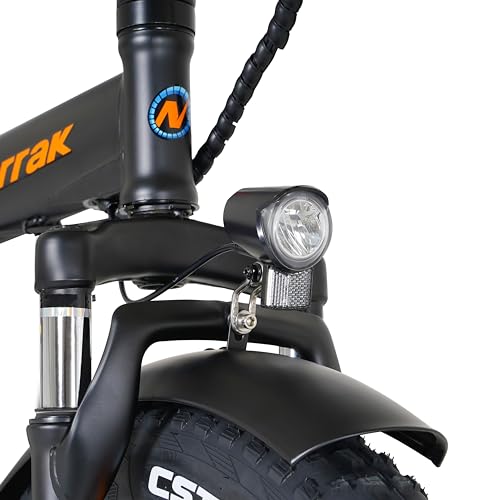 Narrak Fat Tire Folding Electric Bike 48V 624Wh Lithium Removable Battery Peak 1100W Brushless Motor Max Speed 28Mph M5 Large LCD Display Suspension Step-Over Frame for Adults Black/Orange