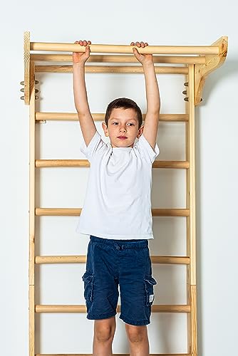 Generic Wooden Wall Stall Bars for Kids and Adults - Swedish Ladder with Pull-Up Bar
