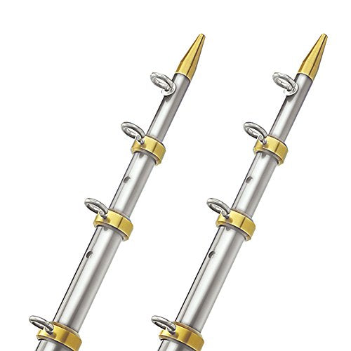TACO Metals Marine OT-0441VEL15 Aluminum Tele-Outrigger Pole 1-1/8" x 15' Gold/Silver