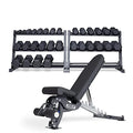 REP Rubber Hex Dumbbell Set 5-75 lbs with Adjustable Bench AB-3000