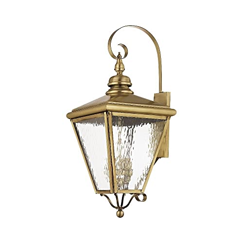Livex Transitional Four Light Outdoor Wall Lantern Cambridge Collection Antique Brass