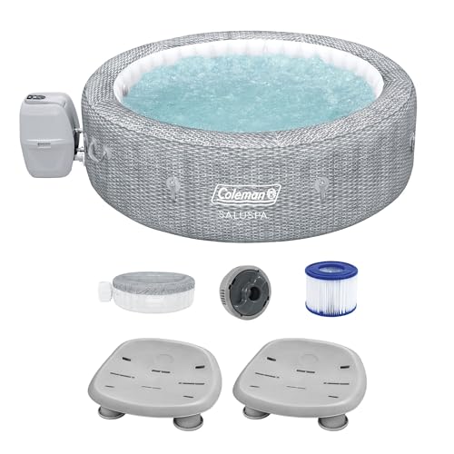 Bestway Coleman Sicily AirJet Inflatable Hot Tub with EnergySense Cover & Adjustable Spa Seat Gray