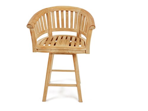 Windsor Teak Furniture Premium Grade A Teak Kensington Curved Arm Swivel Bar Chair Set of 2