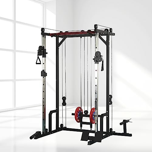 KOZYSFLER Power Cage with LAT PullDown and Weight Storage Rack Orange
