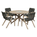 Armen Living Sachi and Nabila Outdoor 5 Piece Dining Set Light Eucalyptus and Concrete