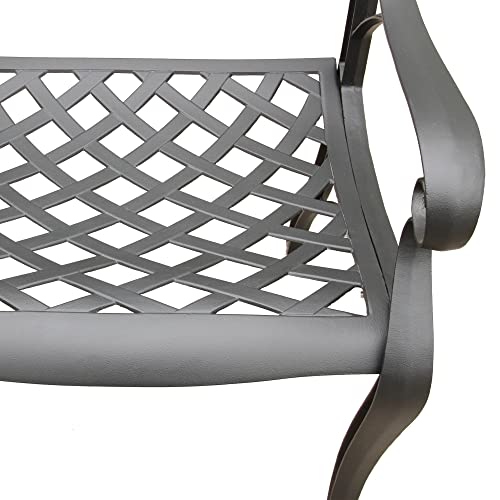 Oakland Living Modern Ornate Outdoor Mesh Aluminum 63-in Hexagon Patio Dining Set with Six Chairs Black