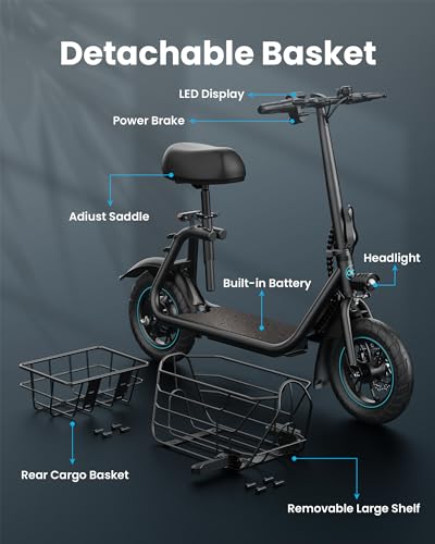 Gyroor Adults Electric Scooter 550W Foldable with Basket Black-FP9