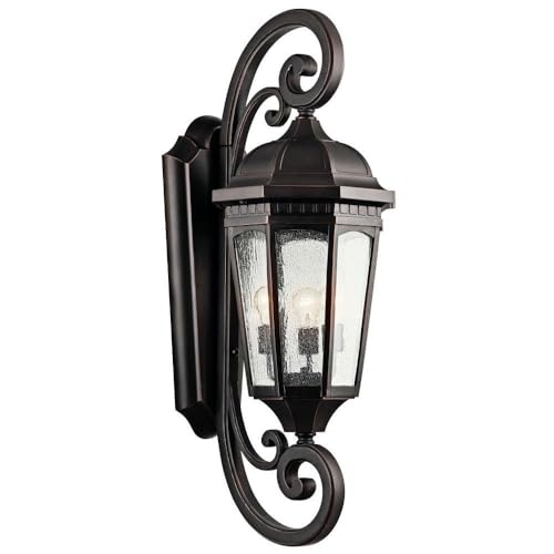 Bailey Street Home 3 Light Outdoor Wall Mount Rubbed Bronze 40.25" Tall
