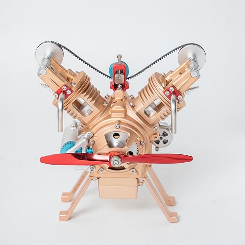 TECHING Mini V2 Engine Model Kit Mechanical Metal DIY Golden