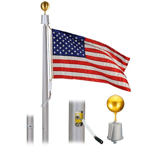 Eder Flag Deluxe IH 25 Foot 5"x3"x.125" Clear Finish Flagpole Clear Anodized
