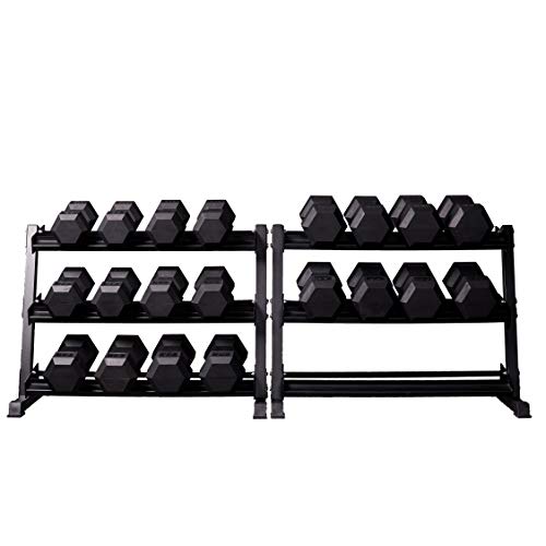 REP Rubber Hex Dumbbell Set with Matte Black Racks