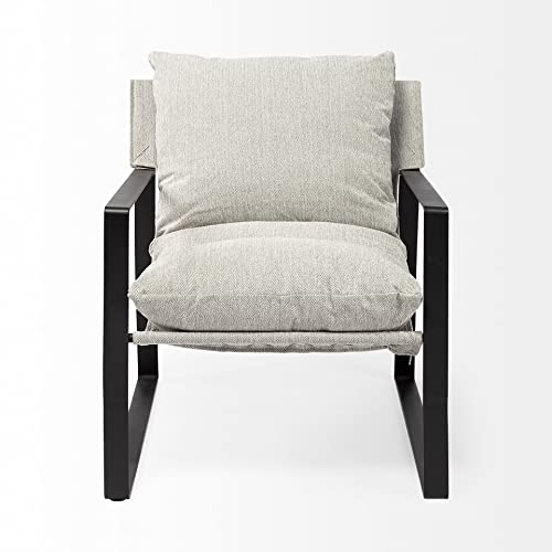HomeRoots Ash Gray and Black Metal Sling Chair Black