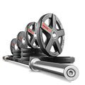 XMark Texas Star Olympic Weight Set with Black Shaft Barbell and 115 lb Set