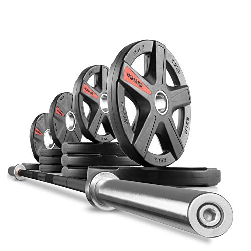 XMark Texas Star Olympic Weight Set with Black Shaft Barbell and 115 lb Set
