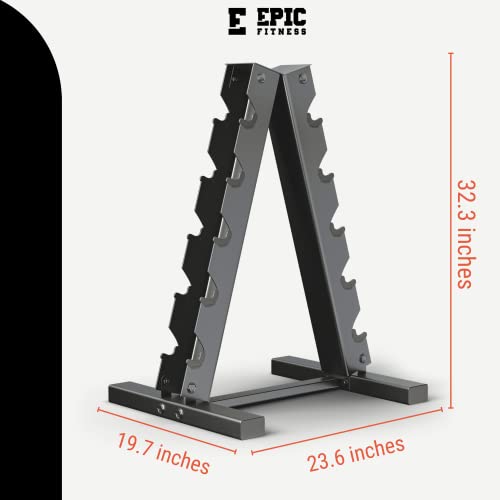 Epic Fitness Premium Hex Dumbbell Set with A-Frame Rack Black