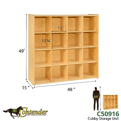 Contender 16-Cubby Storage Cabinet Natural Finish
