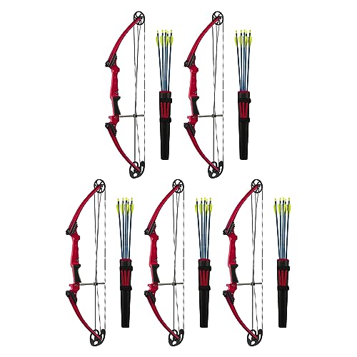 GENESIS Archery Compound Bow Kit Left-Handed Adjustable Draw Length 15"-30" & Weight 10-20 lbs Red