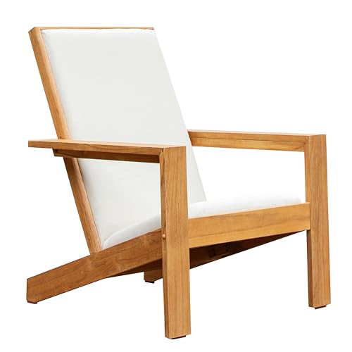 Cambridge Casual Napa Teak Wood Outdoor Adirondack Chair with Quick-Dry Cushion Natural Teak / Textiline Tan
