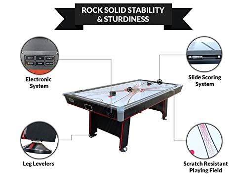 PUCK Atlas 7-Foot Air Hockey Table with Table Tennis Top White