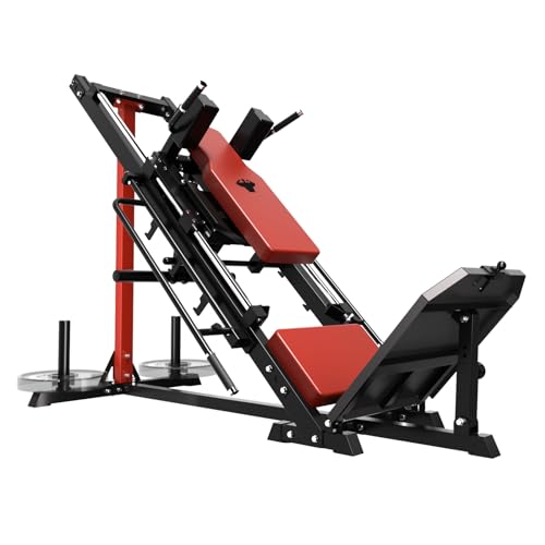Mappding Leg Press Hack Squat Machine with Linear Bearing Red Cushion
