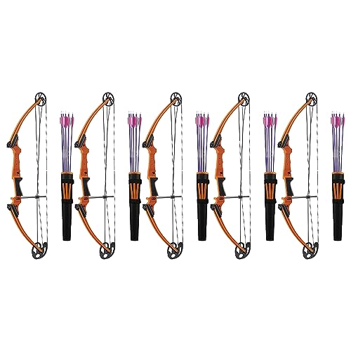 GENESIS Adjustable Left-Handed Compound Bow Kit with Quiver, Arm Guard, and Arrows Orange
