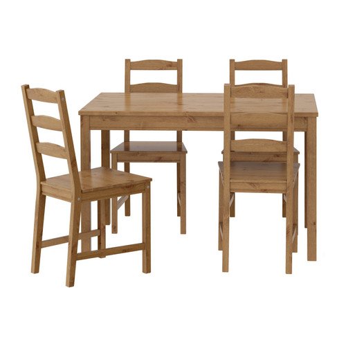 Fasthomegoods Solid Pine Table and 4 Chairs Set