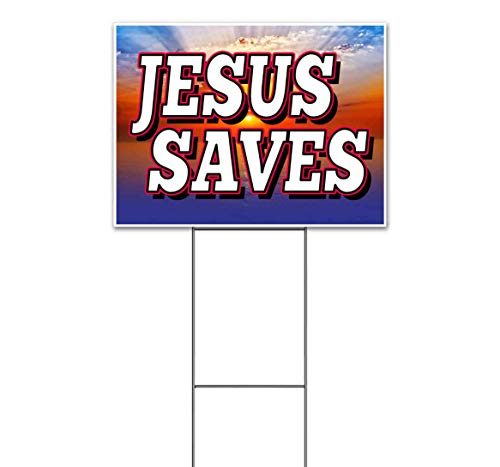 TampaPrinting Jesus Saves Yard Sign 18" x 24" with Metal Step Stake