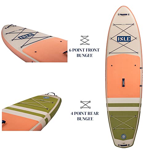 ISLE Surf and SUP Pioneer Inflatable Stand Up Paddle Board Peach/Moss