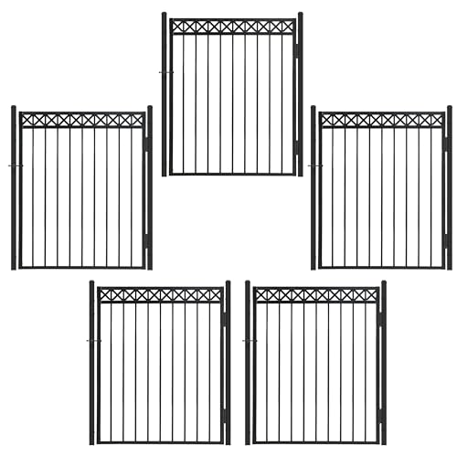 Fencer Wire Heavy Duty Flat Top X-Pattern Decorative Fence Gate Black 5FT x 4FT, Pack of 5