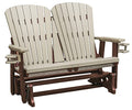 American Furniture Classics Dual Fan Back Glider Weatherwood and Tudor Brown