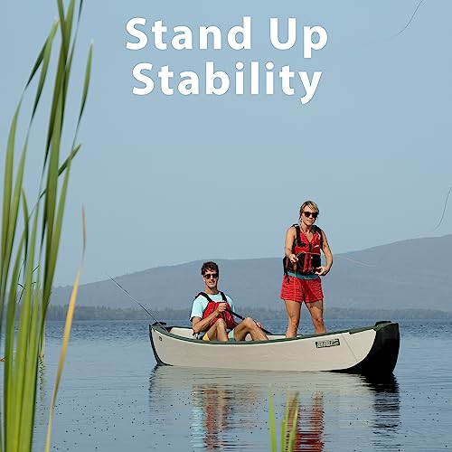 Sea Eagle TC16 Inflatable Canoe with Wood Web Seats, Pump, Bag & Optional Paddles Green and Gray