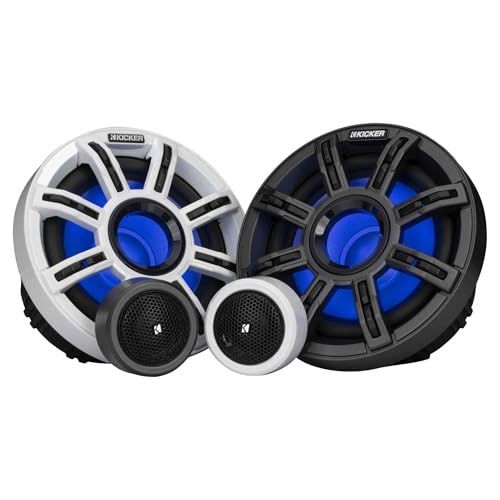 KICKER 51MSS654 MSS 6.5-Inch Premium Marine 4-Ohm LED Component System Pair
