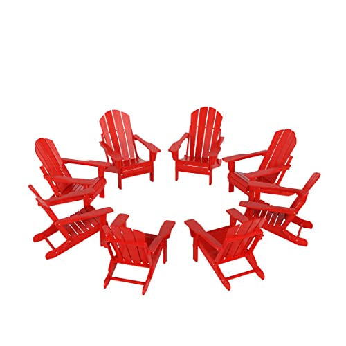 WO WESTIN OUTDOOR HDPE Outdoor Adirondack Folding Chairs Set of 8 Red