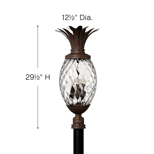 Hinkley Plantation Large Post Top Outdoor Lantern - 4-Light Pineapple Motif, Clear Optic Glass, Copper Bronze Finish