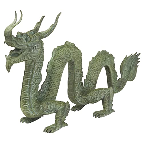 Design Toscano Asian Dragon of The Grand Temple Cast Bronze Garden Statue Green