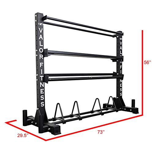 Valor Fitness BG-62 Multi-Functional Storage Rack - Holds Kettle Bells, Dumbbells, Barbells, Wall Balls, Bumper Plates