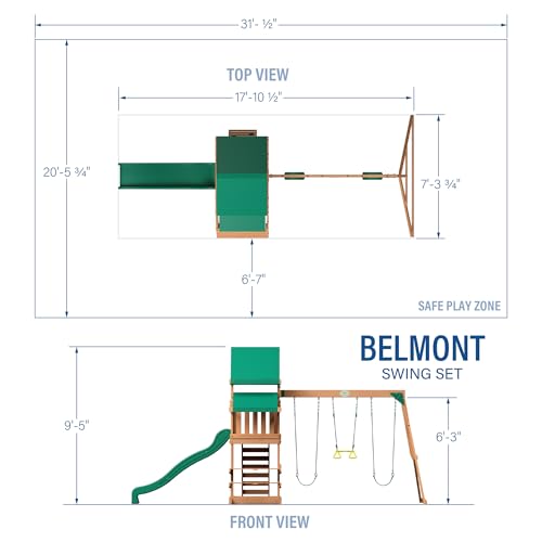 Backyard Discovery Belmont Cedar Wood Playset Swing Set Green