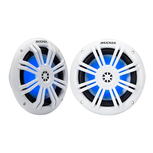 KICKER Marine Gauge-Style Source & 6.5" White LED Speakers Bundle